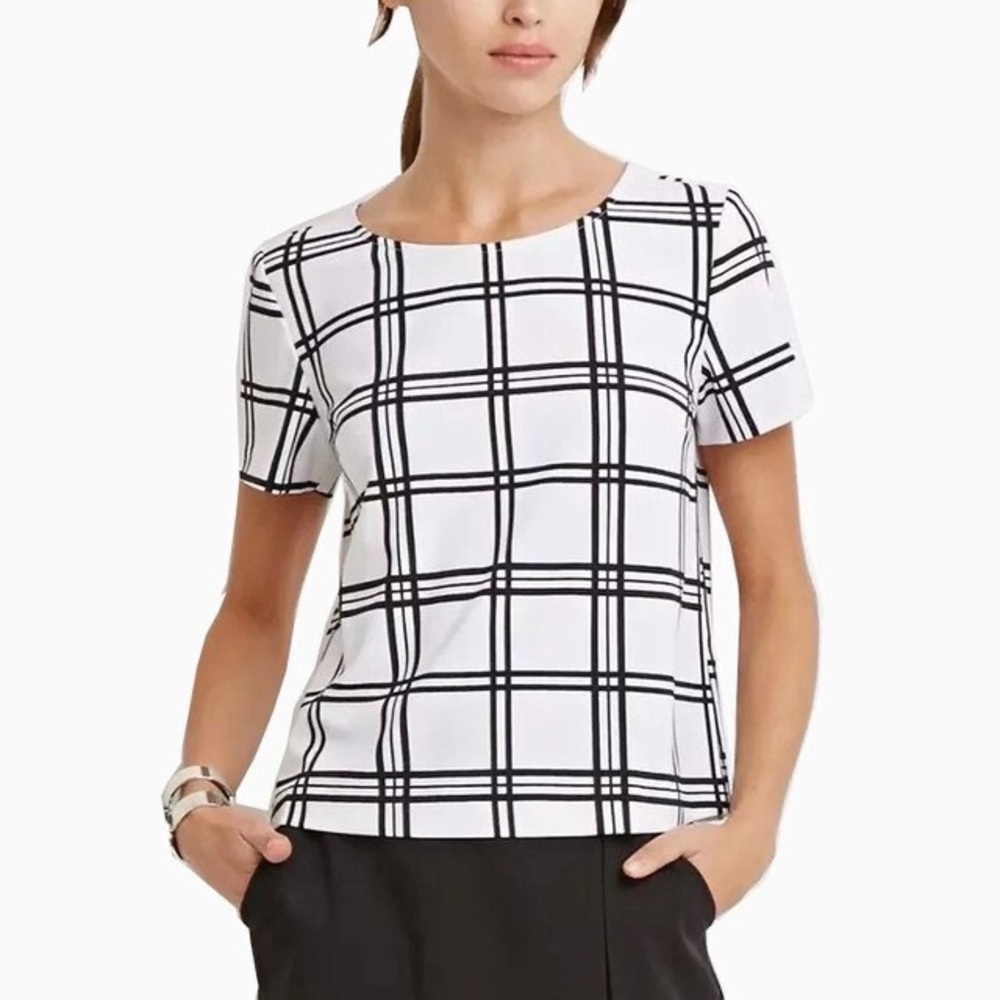 XXI Geometric Black & White‎ Plaid Shirt, Size S